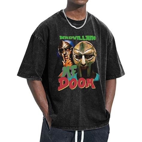 Rapper MF Doom T-shirt Graphic Streetwear Hip Hop Oversized Tees Washed ...