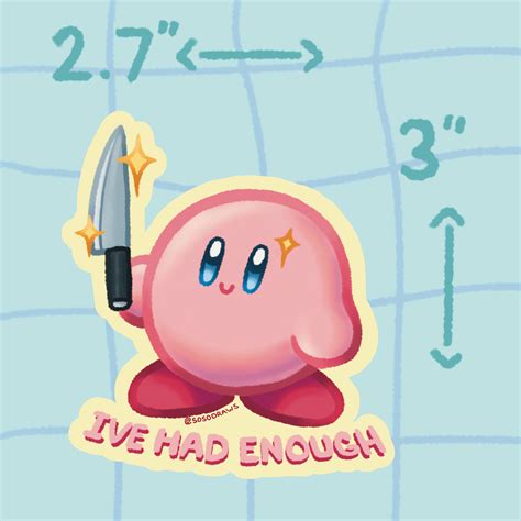 Kirby Holding A Knife Meme 3 Vinyl Kirby Sticker - Etsy