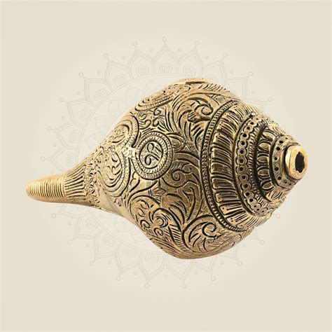 Pure Brass Shankh with Detailed Lord Ganesha | Handmade Art
