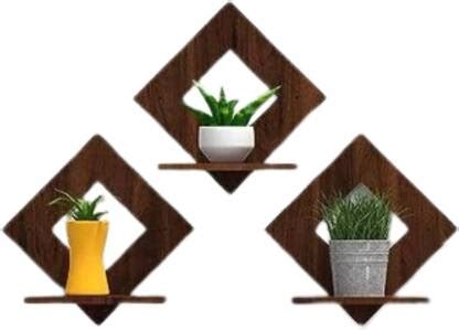 Khatu Crafts Wooden SQUARE Shape Wall Hanging Planter Stand/Plant Shelf ...