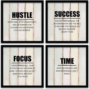 Motivational Hustle Quotes Wall Art Paintings - Framed Wall Posters ...