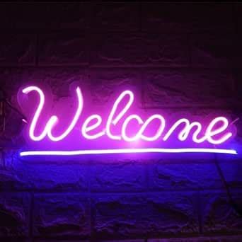 Startup Factory Welcome Neon Sign, LED Wall Light, 18 x 6 inches, Pink ...