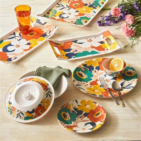 Buy Meadowas White Printed Melamine Serving Tray - 3.2x27.3x3.5cm from ...