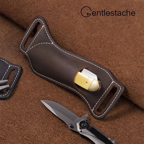 Gentlestache Leather Knife Sheaths for Belt, Pocket Knife Holder, EDC ...