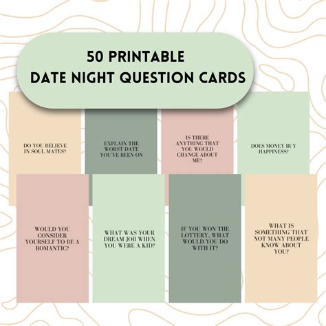 50 Printable Date Night Question Cards ; Instant Access Questions for ...
