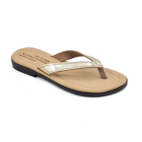 Women Leather Sandals Klimatsakis 116, Gold