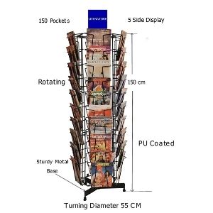 Raviraj Display Alloy Steel Deluxe Magazine Stand, Rotating, Handy ...