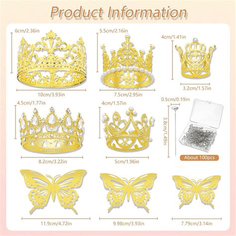 Coronas Para Ramos De Flores 66-Piece Gold Cake Crown Topper Set - Mini ...