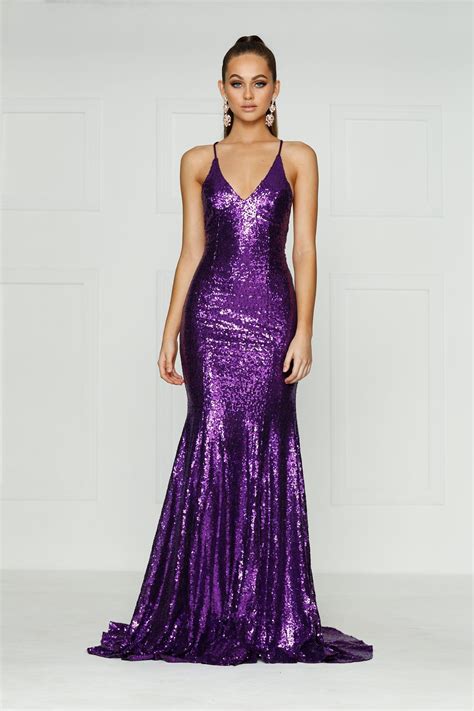 Kendall Sequin Gown - Purple | Purple sparkly dress, Sequin prom ...