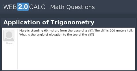 View question - Application of Trigonometry