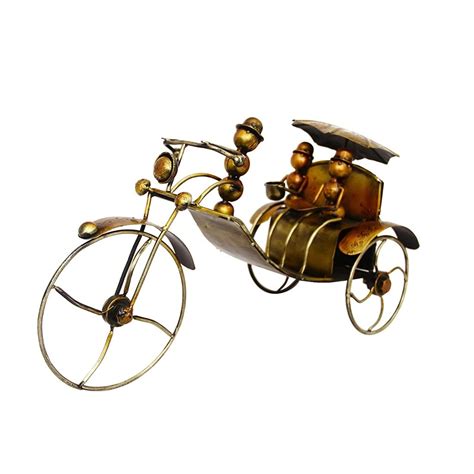 Ant Bicycle Iron Figurine Hand Pulling Rickshaw Showpiece Multicolour ...