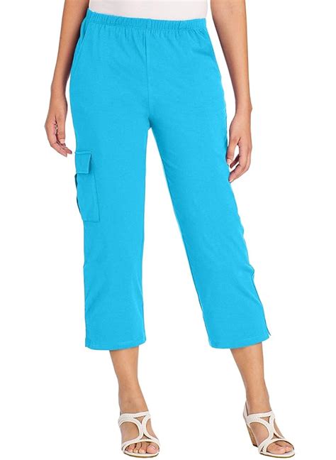 Buy AmeriMark Women's Cargo Capris - 100% Cotton Pants with Stretch ...
