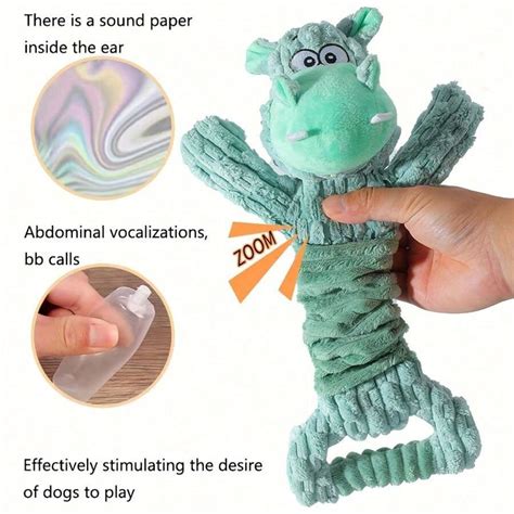 Mint Green Hippo Elastic & Resilient Sound Making Chew Cleaning Plush ...