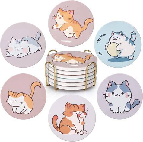 Amazon.com: Cat Coasters for Drinks - Cup Coasters - Coasters for ...