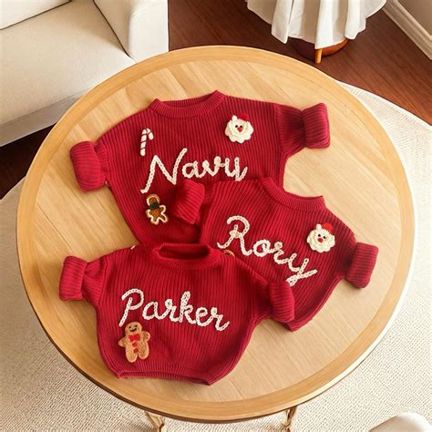 Red Baby Christmas Sweater|personalized Santa Sweater With Name|holiday ...