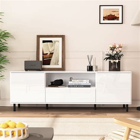 White Tv Cabinet With Reliable Construction - Entertainment Center For ...