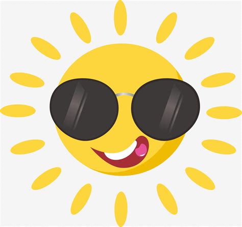 Sun Wearing Sunglasses Cartoon Vector Illustration, Cartoon Sunglasses ...