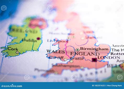 Geographical Map Location of United Kingdom England Wales Scotland Ireland in Europe Continent ...