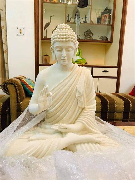 Buy DECORWALE 2 Feet White Buddha Full Glossy Fibre Statue Table Desk ...