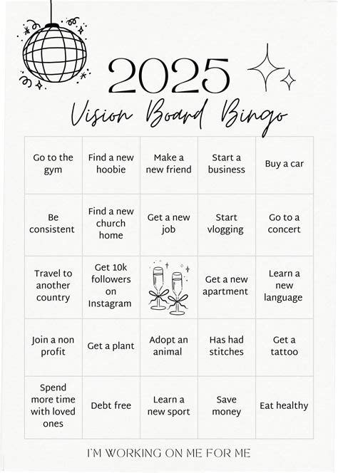 2025 Vision Board Bingo | Editable Canva Template | New Year Goals - Etsy