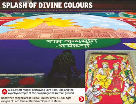 Artists Offer 1.5k Sqft, 4k Sqft Rangolis To Lord Ram Before Idol ...