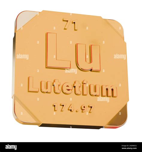 3D Golden Icon - Lutetium (Lu) Element from Periodic Table Stock Photo - Alamy