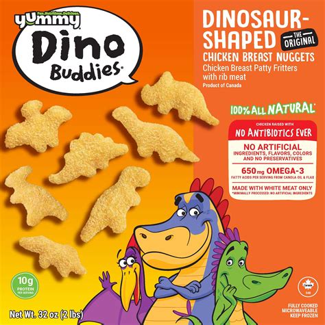 Yummy All Natural Dinosaur Chicken Breast Nuggets 32 oz, Frozen ...