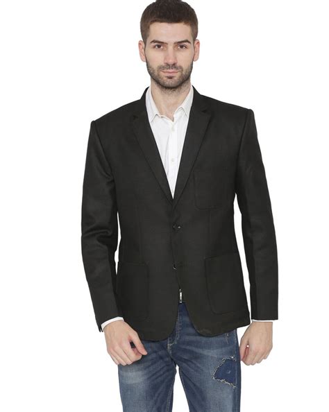 Buy Black WINTAGE Solid Single-Breasted Blazer with Notched Lapel | AJIO