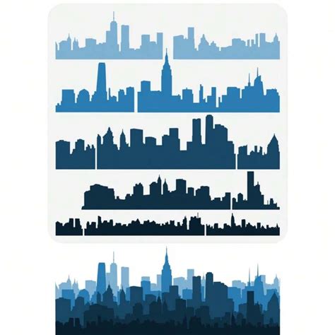 1pc City Skyline Stencil 11.8x11.8 Inch Layered City Silhouette Stencil ...