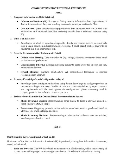 IRT-Answerkey - CS8080-INFORMATION RETRIEVAL TECHNIQUES Part A Compare ...