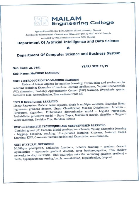 Machine Learning - AL3451 - Unit 2 Notes on Supervised Learning - Studocu