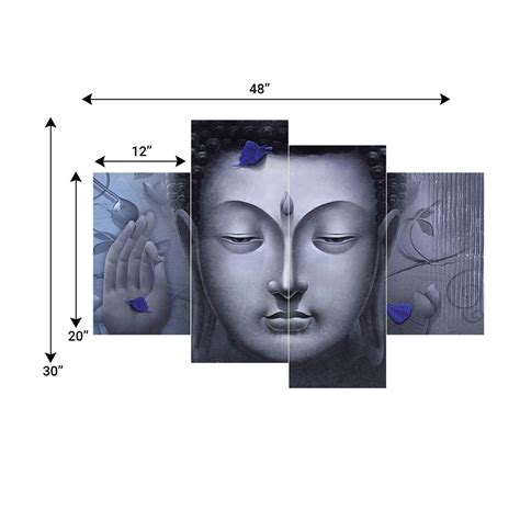 Set of 4 Lord Buddha Premium Sunboard Panels Painting - eCraftIndia Online