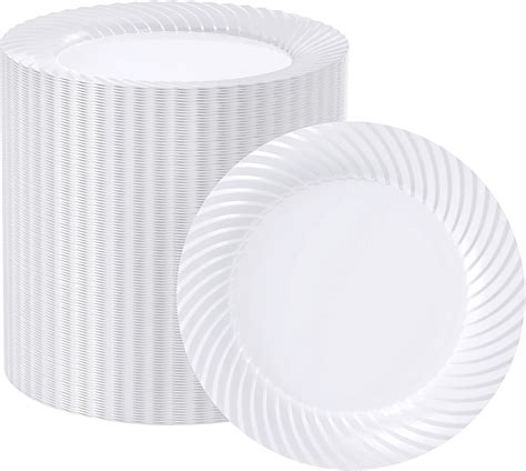 Amazon.com: FOCUSLINE 7 Inch White Plastic Plates, 100 Count Disposable ...