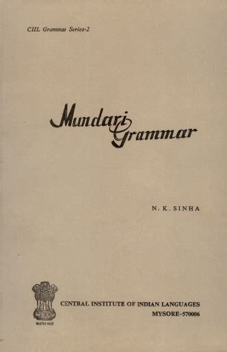 Mundari Grammar - Book Details