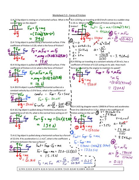 Image result for Friction Force Worksheet