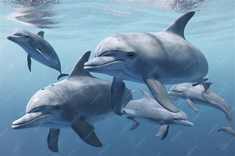 Premium AI Image | A group of dolphins swim in the ocean.