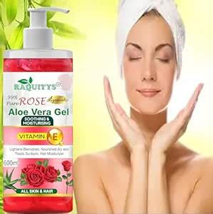 RAQUITYS Pure Rose Aloe Vera Gel for Beautiful Face Skin & Hair, 600ml ...