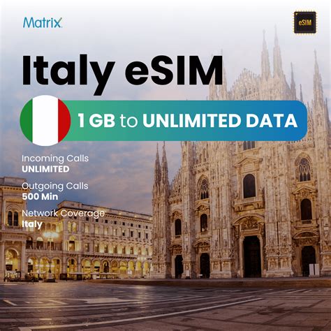 Buy Italy eSIM | Unlimited Data Plans | High-Speed 4G/LTE - Matrix