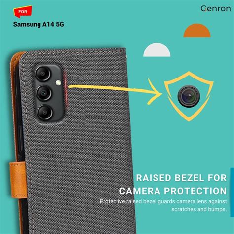 Leather Back Denim Flip for Samsung A14 5G | Dual Tone Design Case ...