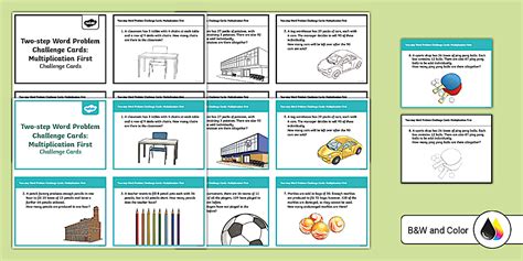 Two-Step Word Problem Challenge Cards: Multiplication First