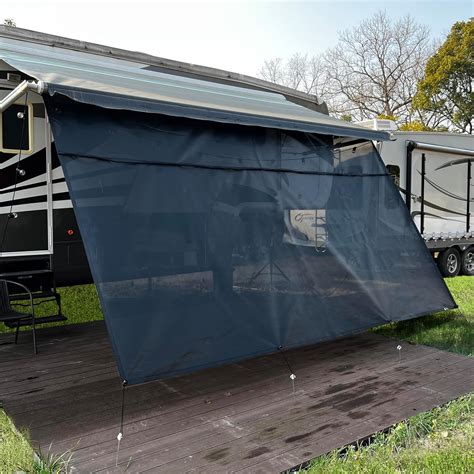 RV Awning Shade Screen with Zipper 8'x19'3'',Black Mesh RV Awning Sun ...