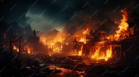 Premium AI Image | image representing a destroyed city in a fire