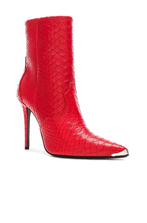 Amiri Western Embossed Snakeskin Boots in Red | FWRD
