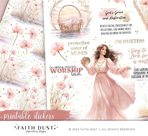 Buy Miriam Printable Stickers, Women of the Bible, Bible Journaling ...