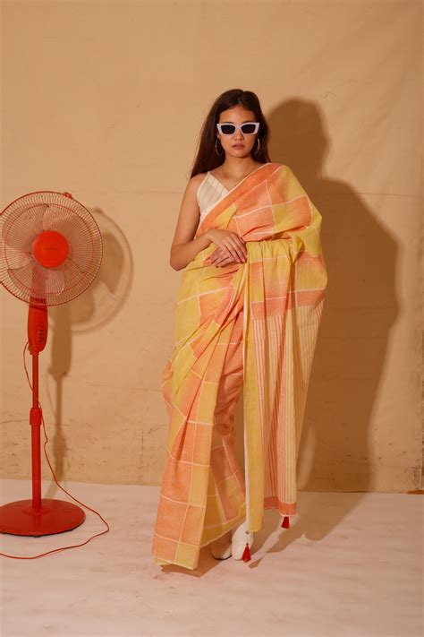 BANANA Orangey Yellow Saree – BANANA labs