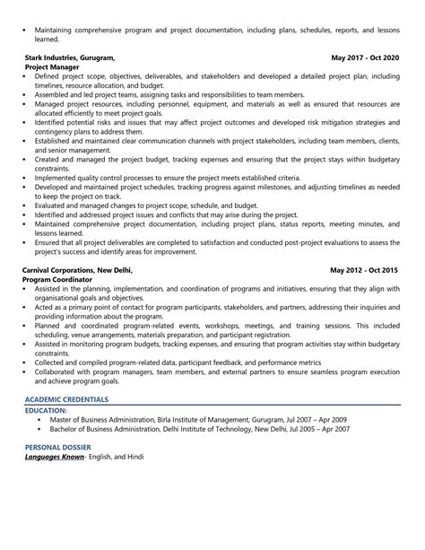 Image result for Program Manager Resume Examples