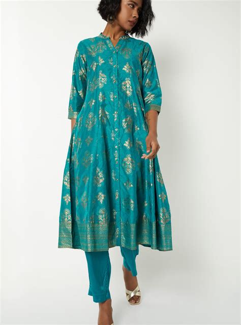 Buy Women Metallic Print A-line Kurta Online at just Rs. 1299.0 ...