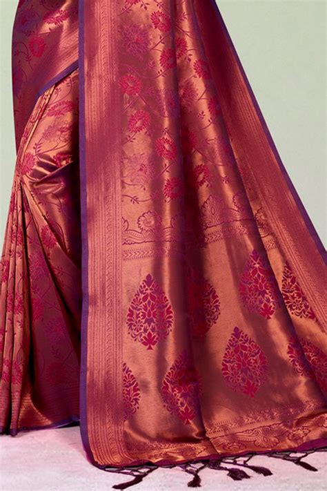 Buy Burgundy Maroon Silk Saree online-Karagiri