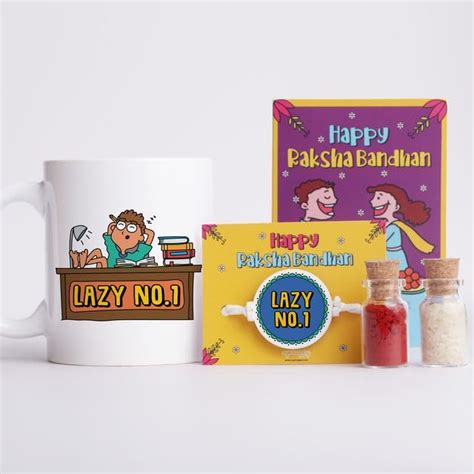 Buy Oye Happy Lazy No. 1 Rakhi Combo Gift Set for Brother/Bhai on ...