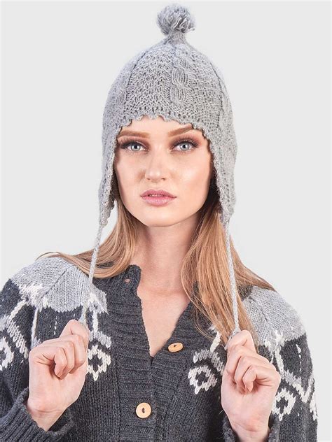 INTI ALPACA Womens Handmade Ear Flaps Hat knitted with Alpaca Wool for ...